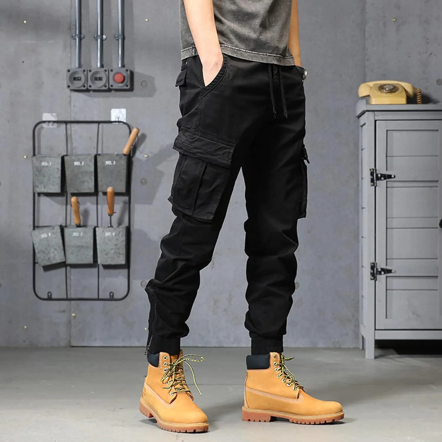 Jogger Pants for Men 2024 Outdoor Tactical Pants Cotton Drawstring Waist Running Workout Harem Pants Hiking Pants