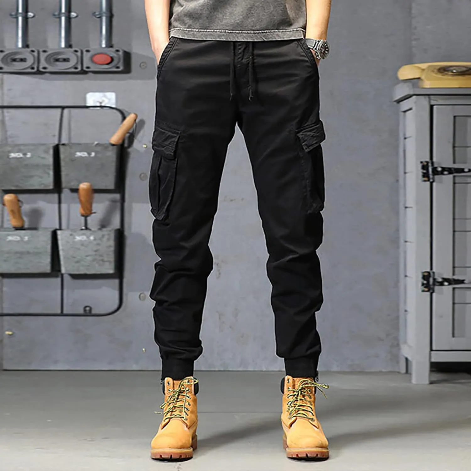 Jogger Pants for Men 2024 Outdoor Tactical Pants Cotton Drawstring Waist Running Workout Harem Pants Hiking Pants