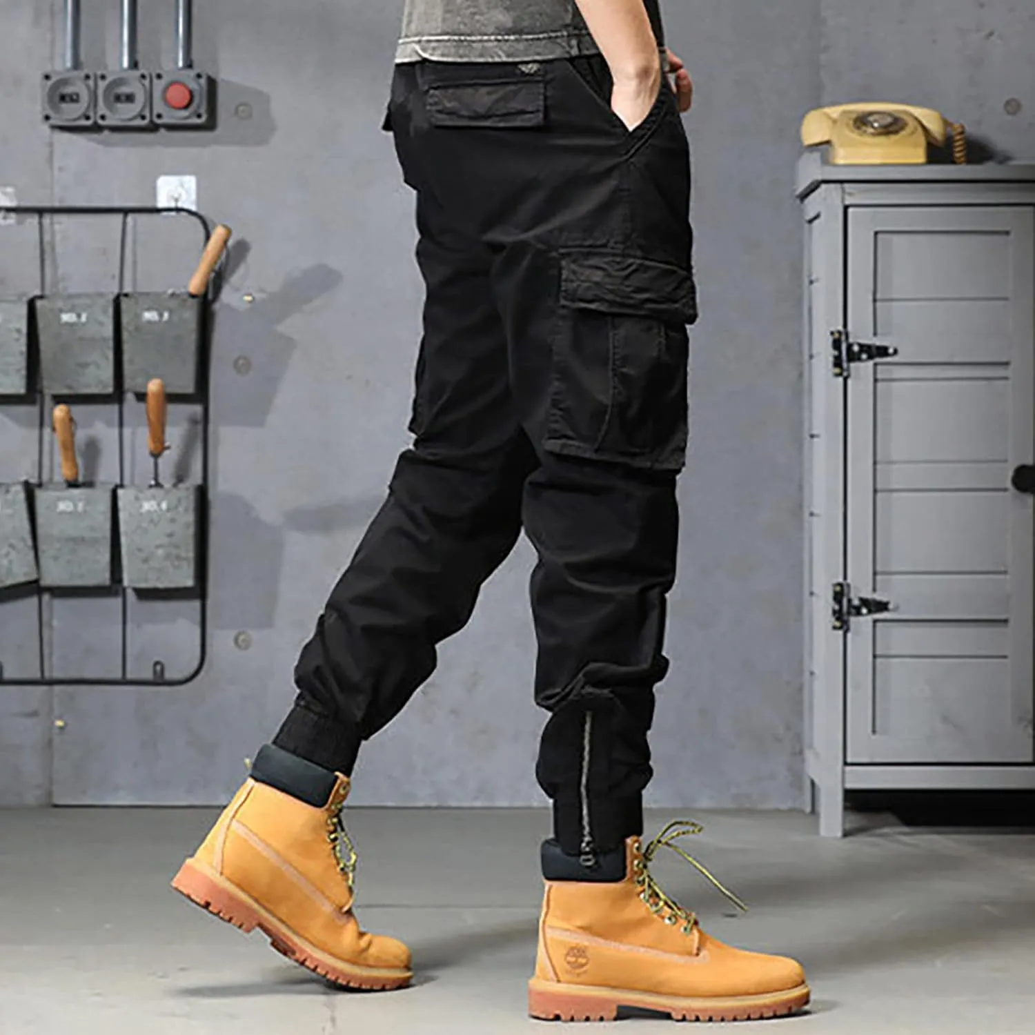 Jogger Pants for Men 2024 Outdoor Tactical Pants Cotton Drawstring Waist Running Workout Harem Pants Hiking Pants