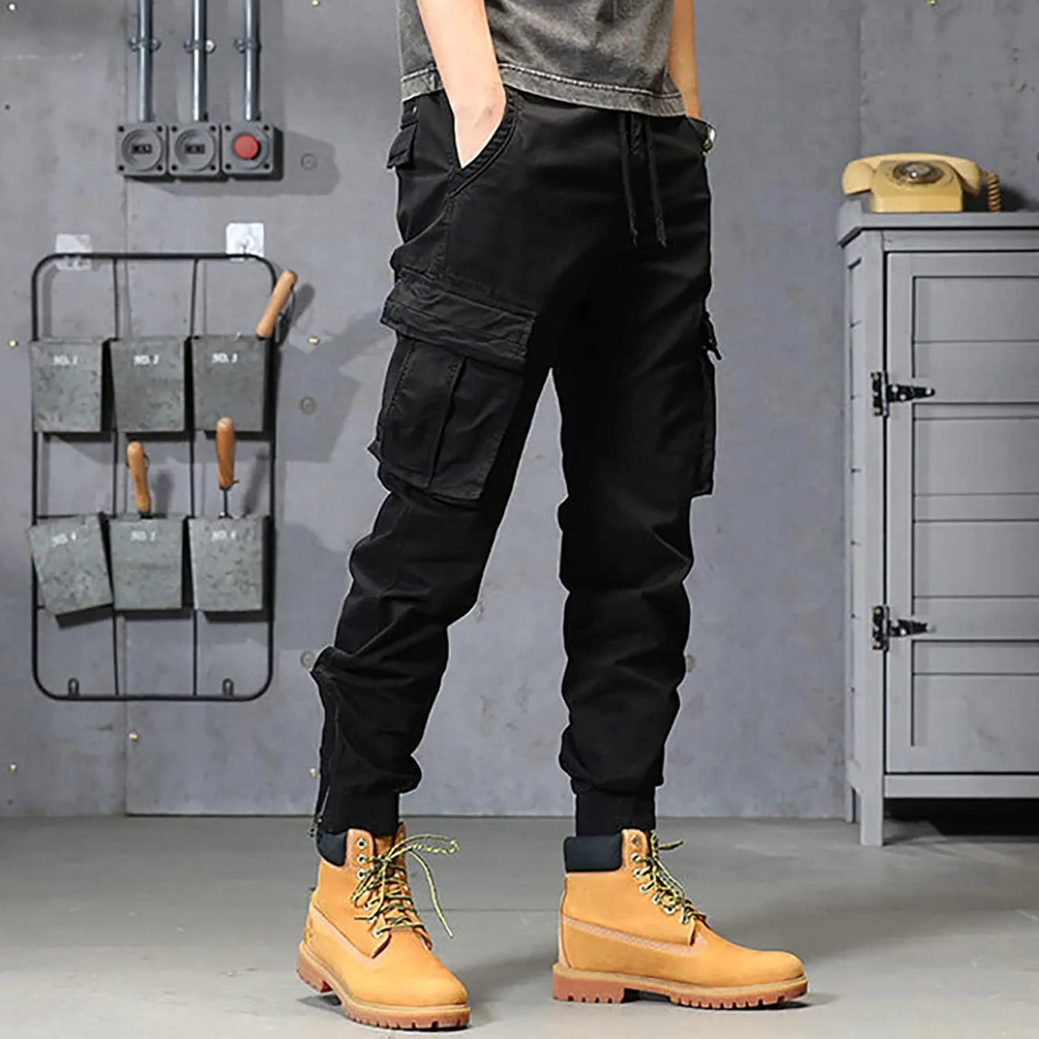 Jogger Pants for Men 2024 Outdoor Tactical Pants Cotton Drawstring Waist Running Workout Harem Pants Hiking Pants