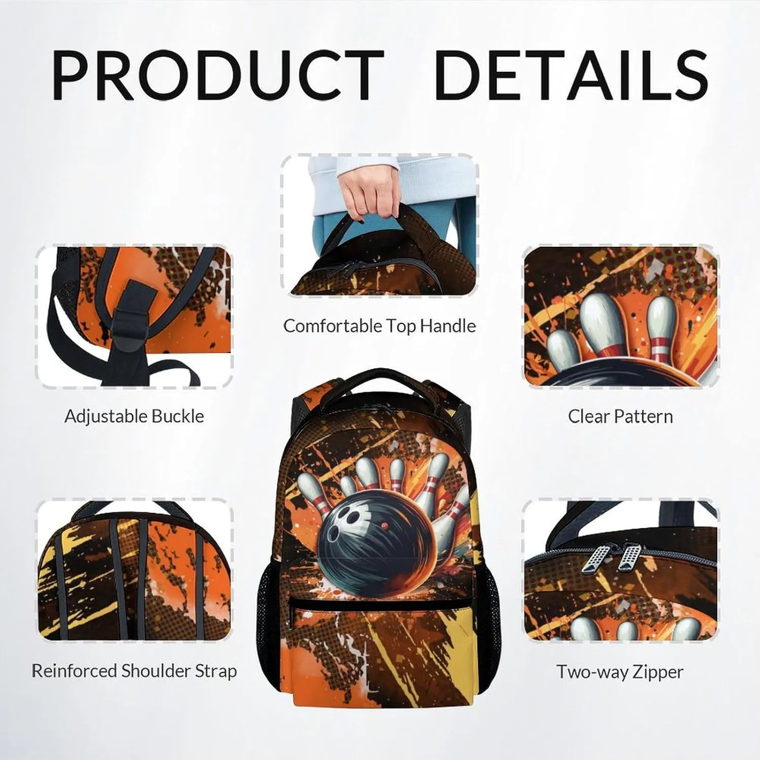 Kids Backpack Boys - Bowling Backpacks Set for School Child - Sports Bookbag with Lunch Bag & Pencil Case - Bowling Ball Book Bags for Elementary Middle School