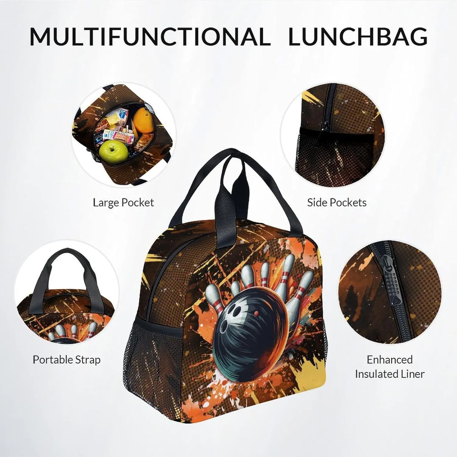 Kids Backpack Boys - Bowling Backpacks Set for School Child - Sports Bookbag with Lunch Bag & Pencil Case - Bowling Ball Book Bags for Elementary Middle School
