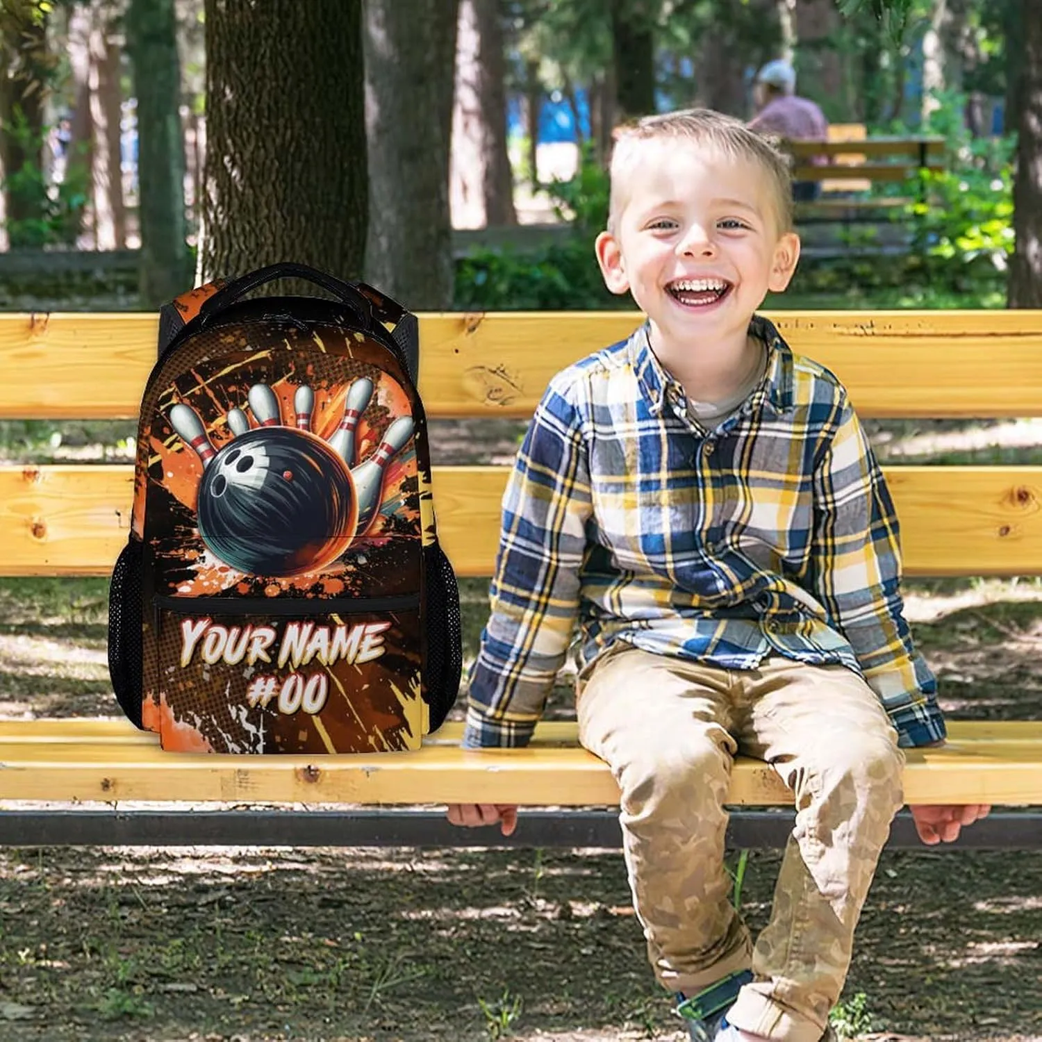 Kids Backpack Boys - Personalized Bowling Backpacks for School - 17 Inch Sports Bookbag for Teens Youth - Bowling Ball Book Bags for Elementary Middle School