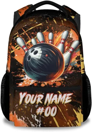 Kids Backpack Boys - Personalized Bowling Backpacks for School - 17 Inch Sports Bookbag for Teens Youth - Bowling Ball Book Bags for Elementary Middle School