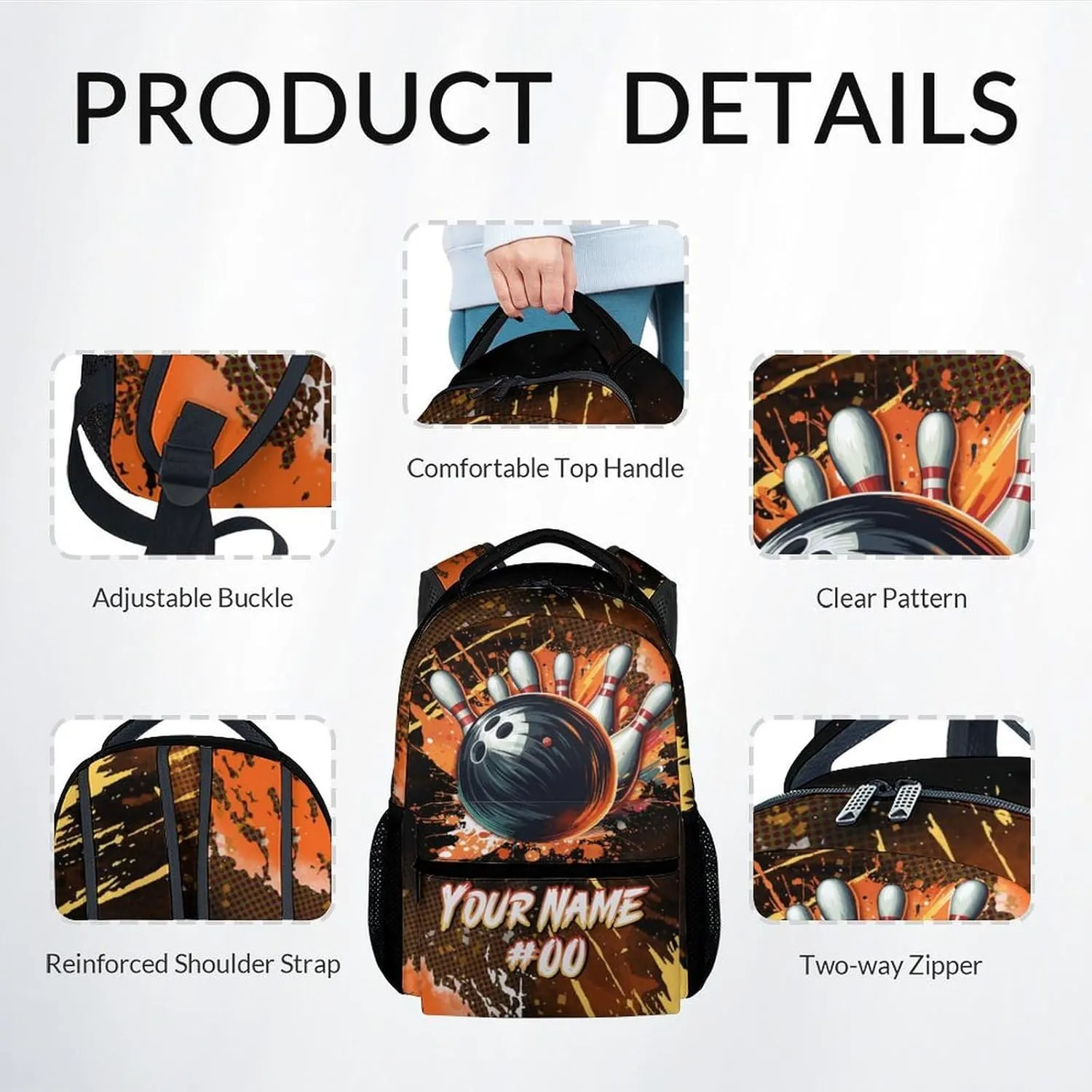 Kids Backpack Boys - Personalized Bowling Backpacks Set for School - Sports Bookbag with Lunch Bag & Pencil Case - Bowling Ball Book Bags for Elementary Middle School