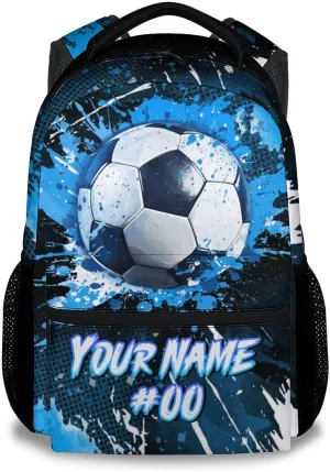 Kids Backpack - Personalized Soccer Backpacks for Boys Girls - 17 Inch School Bookbag for Teens - Sport Theme Book Bag for Elementary Middle School - Custom Back Pack for Ages 8-12