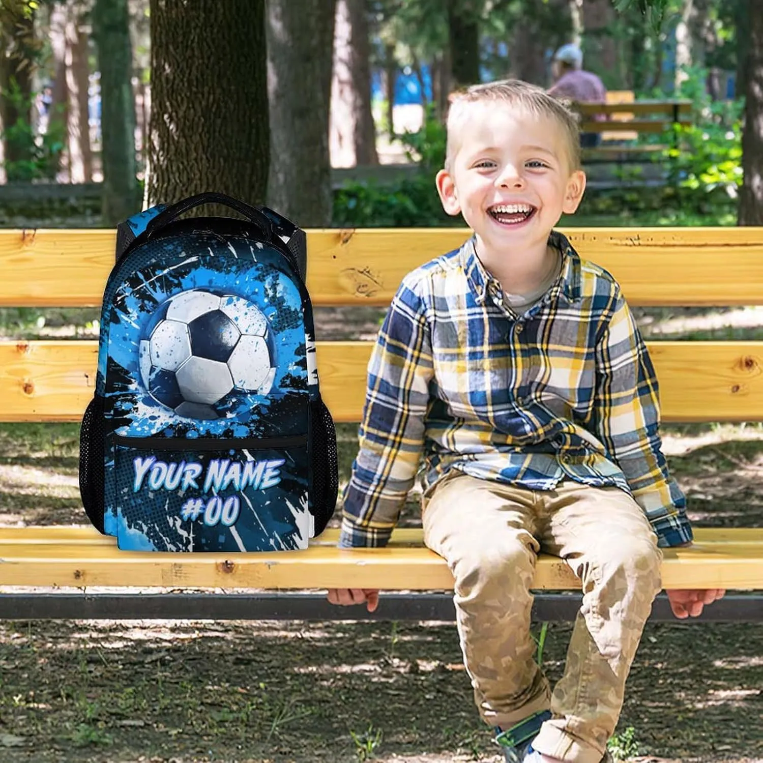 Kids Backpack - Personalized Soccer Backpacks for Boys Girls - 17 Inch School Bookbag for Teens - Sport Theme Book Bag for Elementary Middle School - Custom Back Pack for Ages 8-12