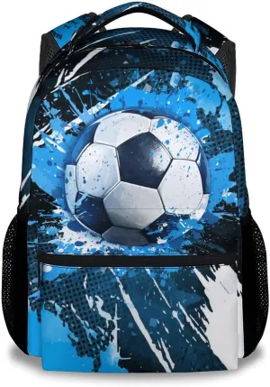 Kids Backpack - Soccer Backpacks for Boys Girls - 17 Inch School Bookbag for Teens - Sport Theme Book Bag for Elementary Middle School - Youth Back Pack for Ages 8-12
