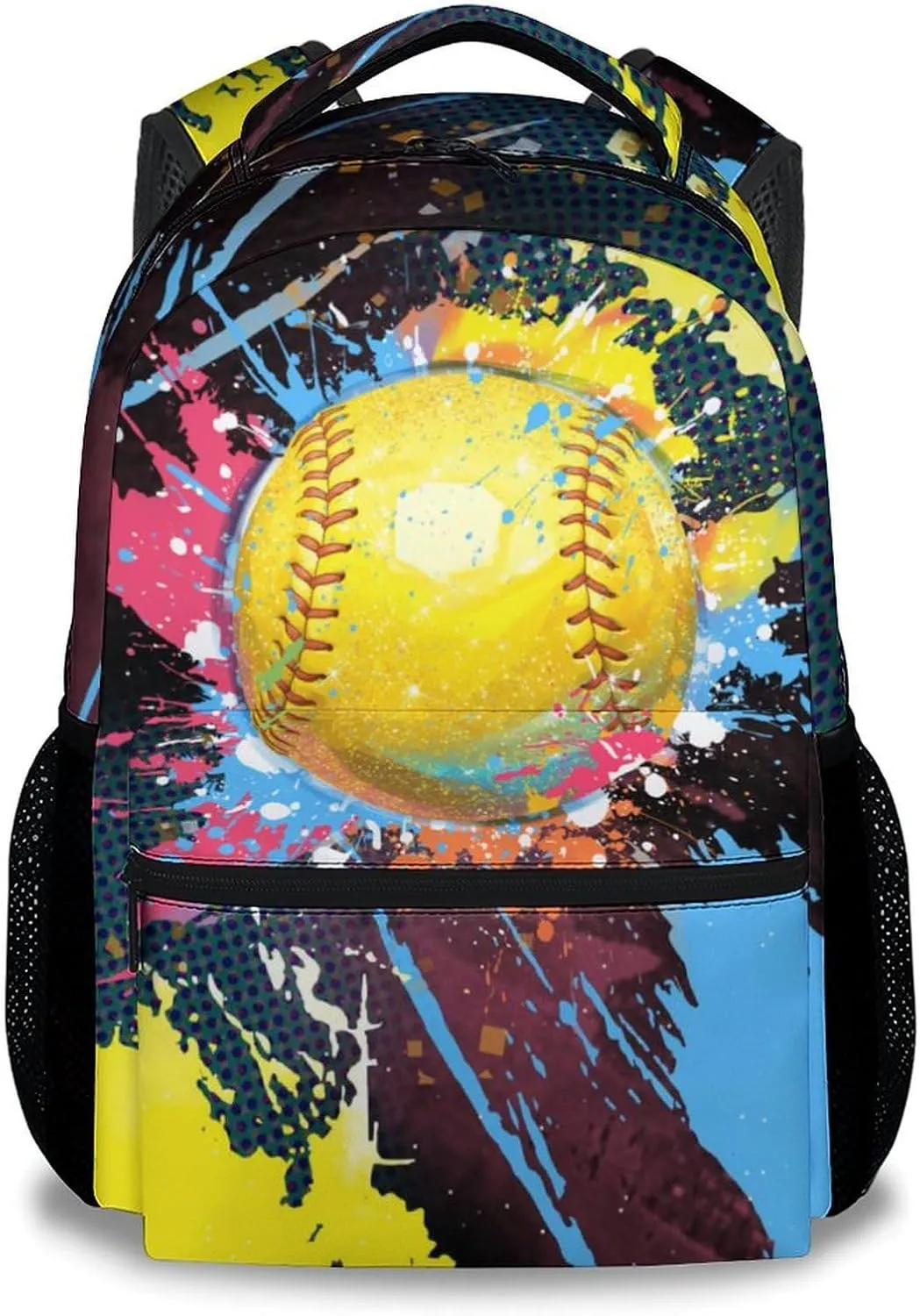 Kids School Backpack - Softball Backpacks for Girls - 17 Inch Sports Theme Bookbag for Elementary Middle School - Casual School Bag for Teens Youth
