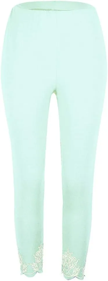 Lace Leggings for Women Capri Jean Leggings High Waisted Yoga Pants Stretch Tights Summer Cropped Trousers Plus Size