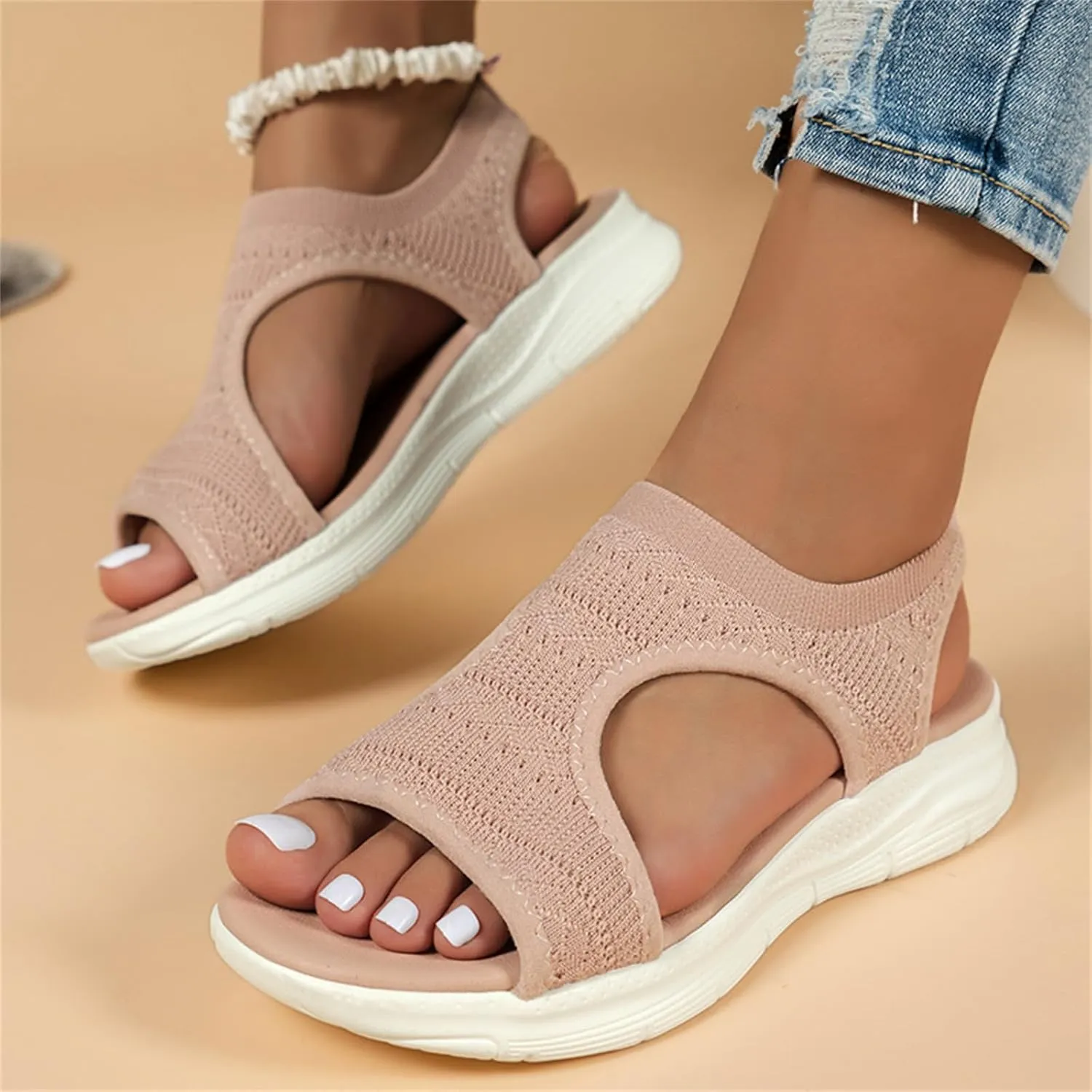 Ladmiple Sandals Women Comfortable Walking Orthopedic Sandals Dressy Slip On Orthotic Flip Flops Casual Summer Beach Shoes