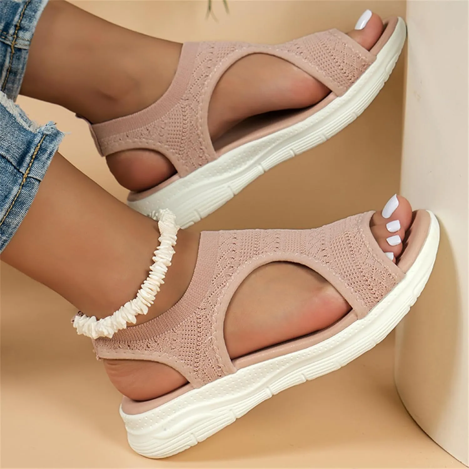 Ladmiple Sandals Women Comfortable Walking Orthopedic Sandals Dressy Slip On Orthotic Flip Flops Casual Summer Beach Shoes