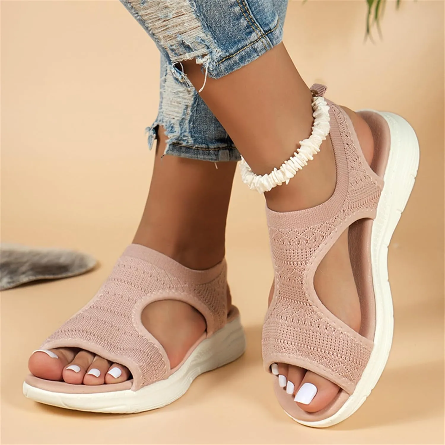 Ladmiple Sandals Women Comfortable Walking Orthopedic Sandals Dressy Slip On Orthotic Flip Flops Casual Summer Beach Shoes