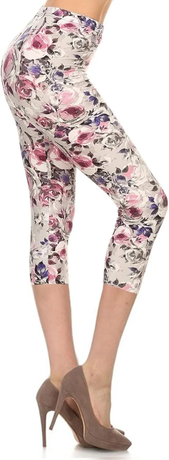Leggings Depot High Waisted Floral & Space Print Leggings for Women - Regular, Plus, 1X3X, 3X5X