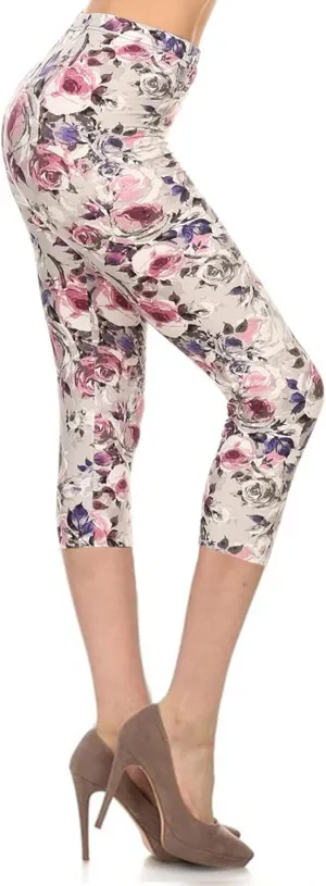 Leggings Depot High Waisted Floral & Space Print Leggings for Women - Regular, Plus, 1X3X, 3X5X
