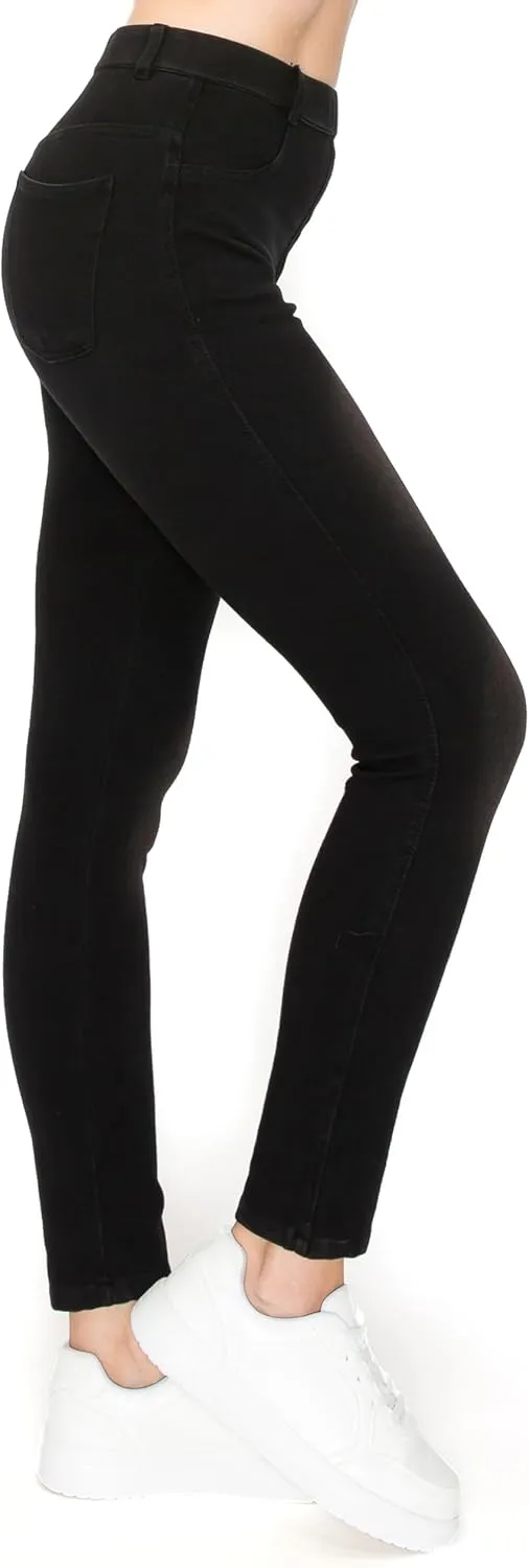 Leggings Depot Women's Stretch Pull-on Skinny Denim Look Jean Leggings (Available in Plus Size)