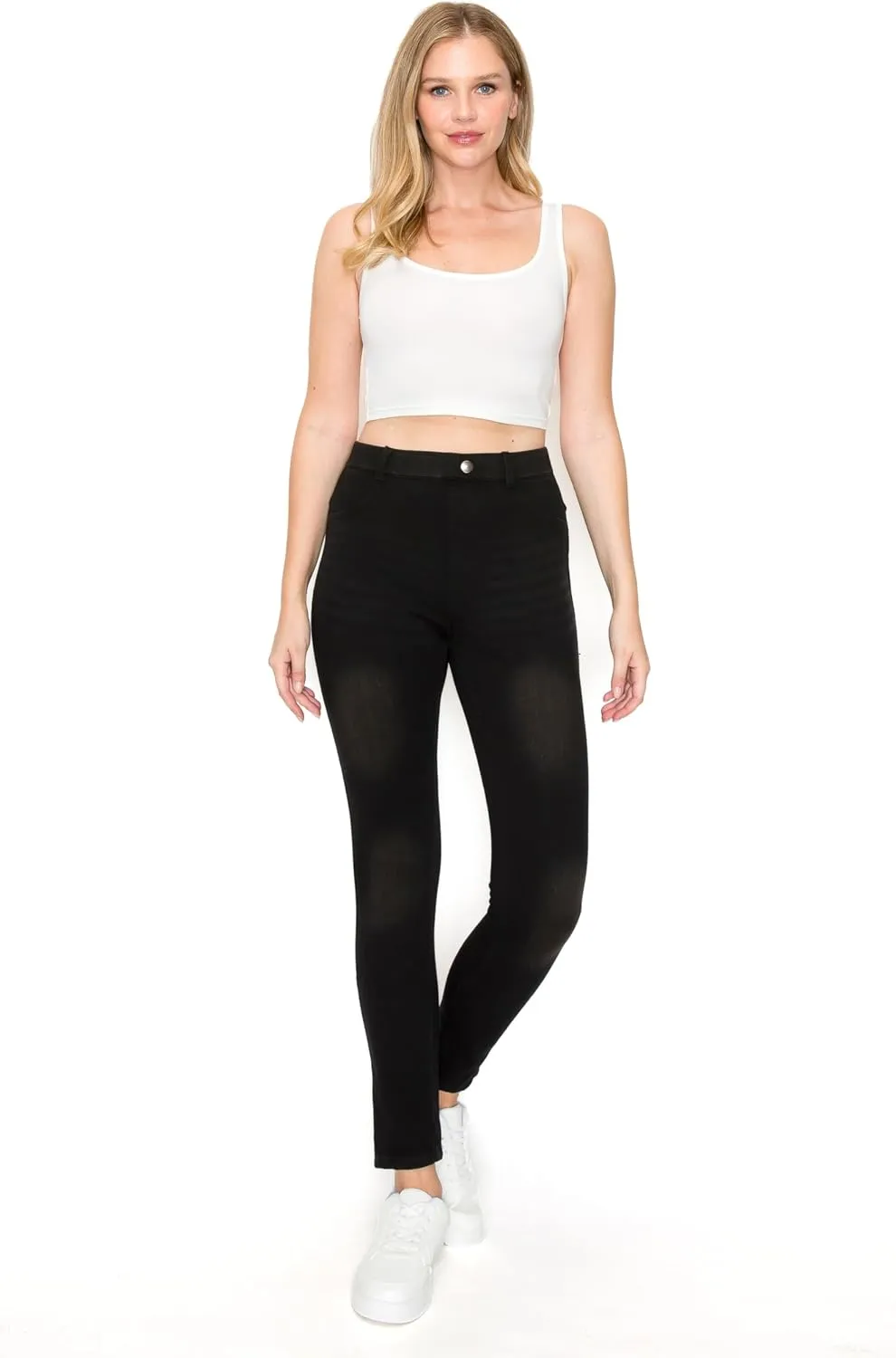 Leggings Depot Women's Stretch Pull-on Skinny Denim Look Jean Leggings (Available in Plus Size)