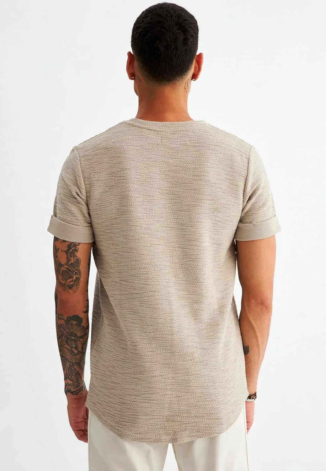 Leif Nelson Mens Oversize Slim Fit Crewneck Cotton T shirt Short Sleeve Classic Stylish Skin Friendly Tee