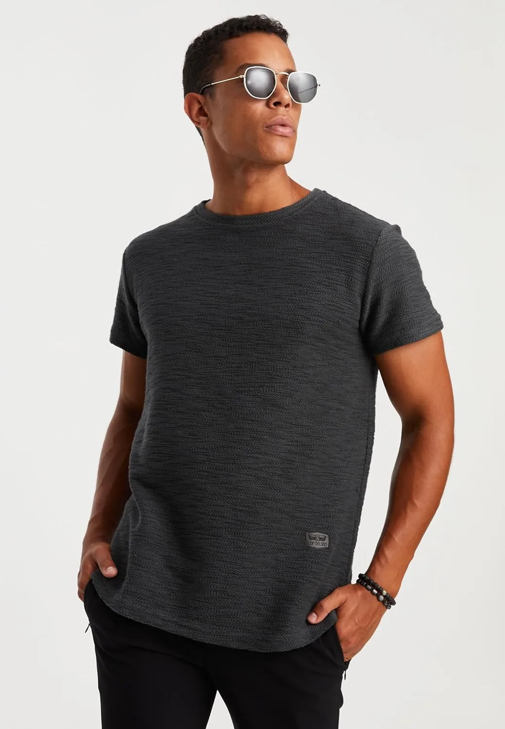 Leif Nelson Mens Oversize Slim Fit Crewneck Cotton T shirt Short Sleeve Classic Stylish Skin Friendly Tee