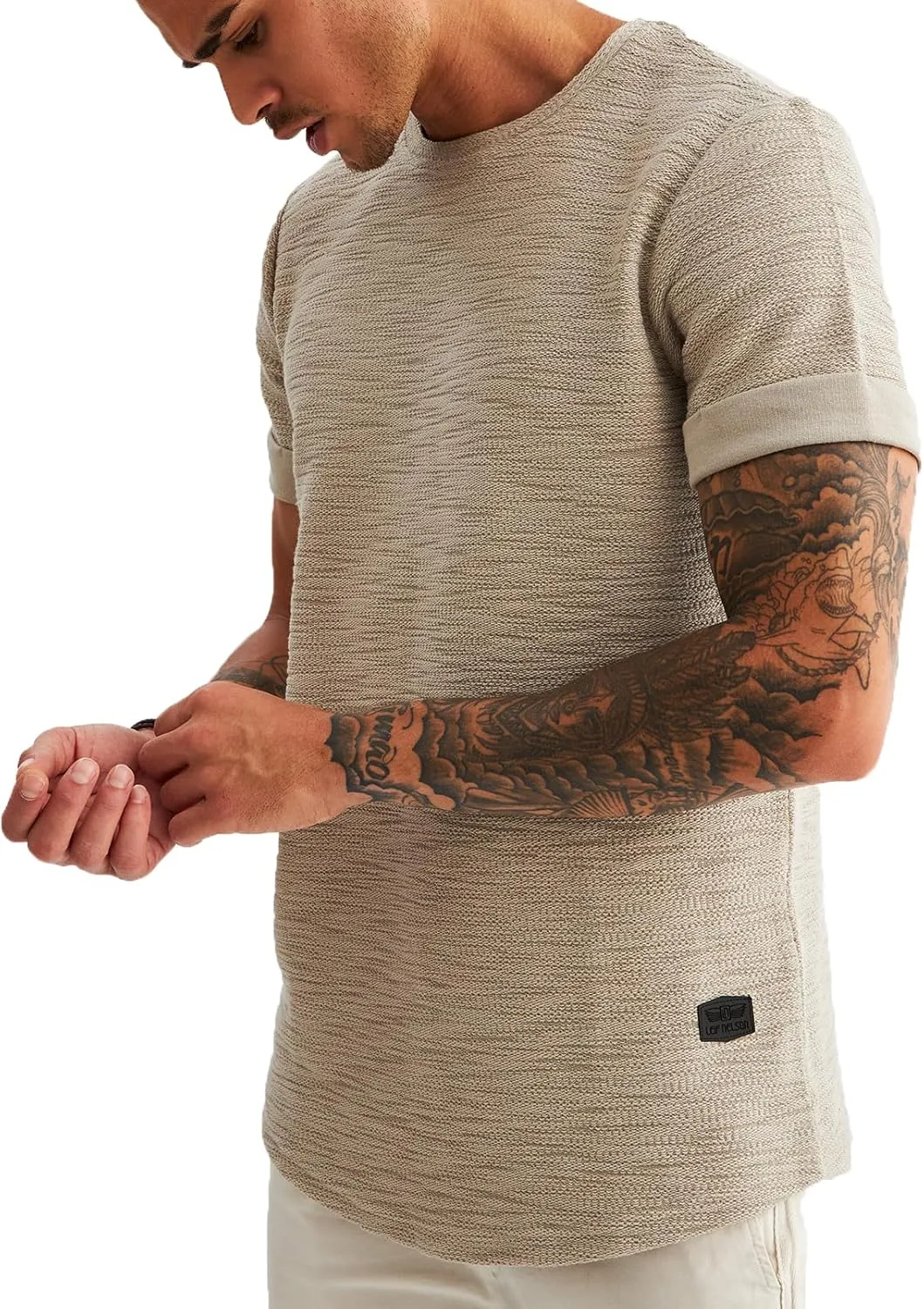 Leif Nelson Mens Oversize Slim Fit Crewneck Cotton T shirt Short Sleeve Classic Stylish Skin Friendly Tee