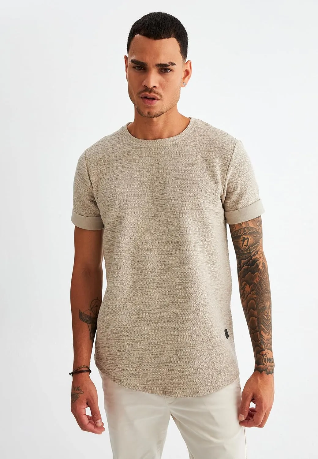 Leif Nelson Mens Oversize Slim Fit Crewneck Cotton T shirt Short Sleeve Classic Stylish Skin Friendly Tee