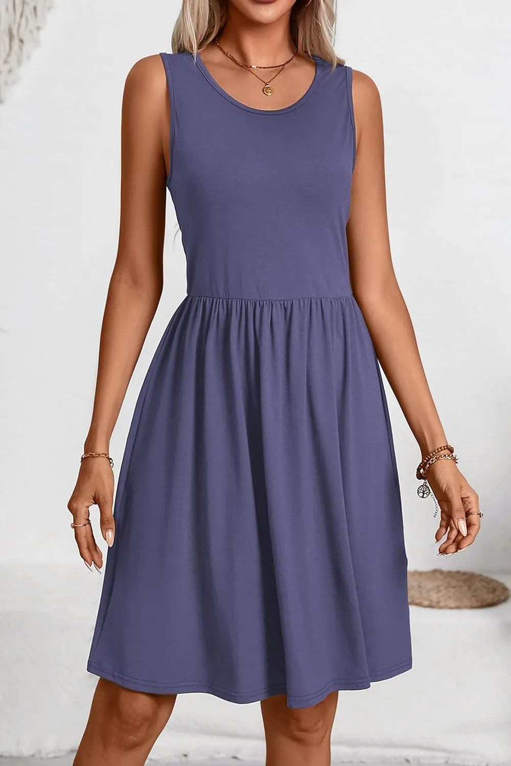 levaca Womens Summer Tank Dress Sleeveless Casual High Waist A-line Beach Sundress 2024
