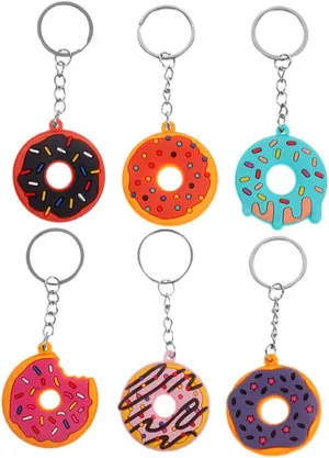 LIFKOME 6Pcs Soft Doughnut Keychain Pendant Adorable Bag Hanging Decor present for Friends Cute Doughnut Design Keyring for Adults