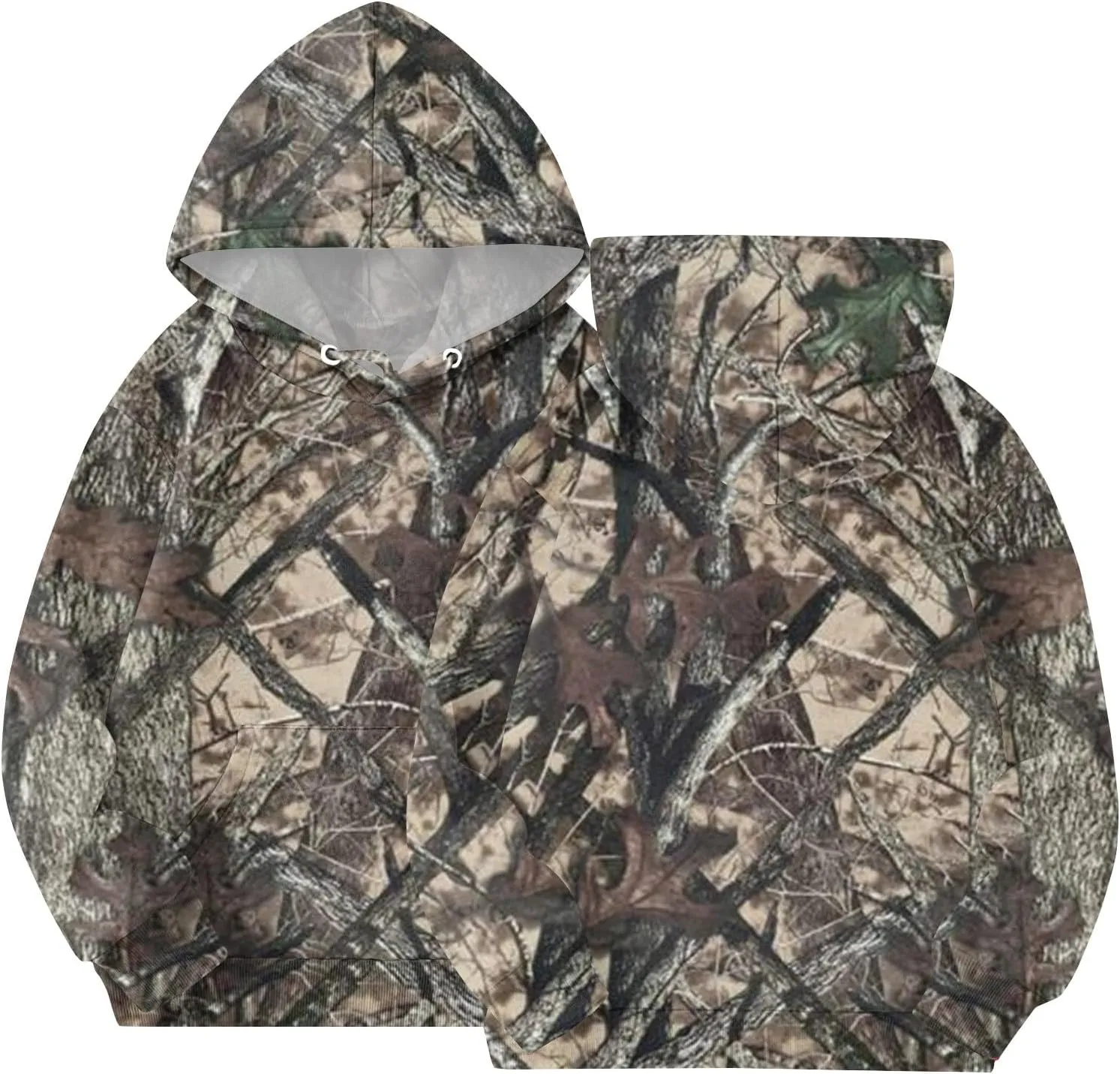 Light Camo Hoodies for Teen Girls Cute Sweatshirt Maple Leaf Print Oversized Fleece Sweatshirts Pullover Tops with Pocket