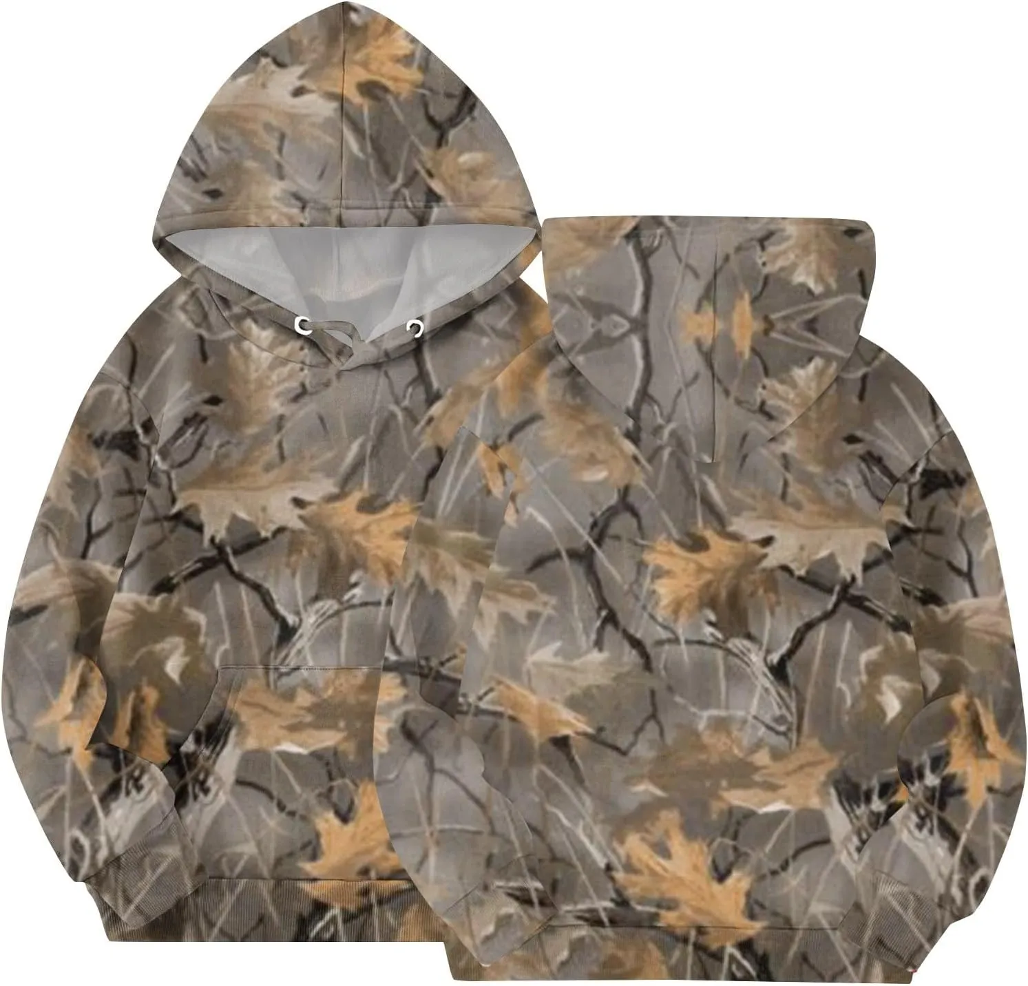 Light Camo Hoodies for Teen Girls Cute Sweatshirt Maple Leaf Print Oversized Fleece Sweatshirts Pullover Tops with Pocket
