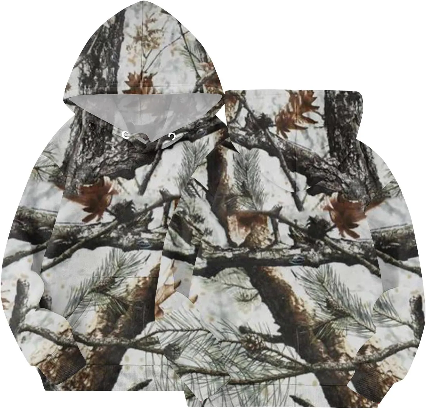 Light Camo Hoodies for Teen Girls Cute Sweatshirt Maple Leaf Print Oversized Fleece Sweatshirts Pullover Tops with Pocket