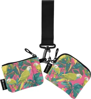 linqin Green Birds Pink Dual Wristlet Wallets for Women Mini Fashion Women's Money Organizers with Zipper Pocket for Men Women 2 Pcs
