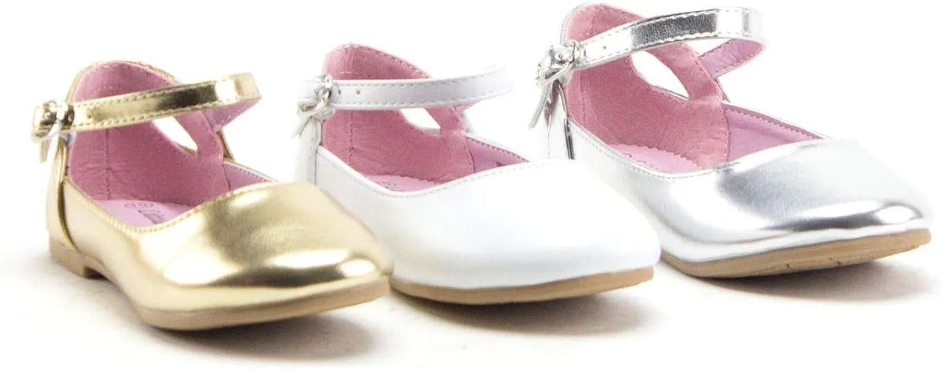 Little Girls Closed Toe Dress Shoes Mary Jane Flats Ballerina Glitter Slip On Ballet Flat