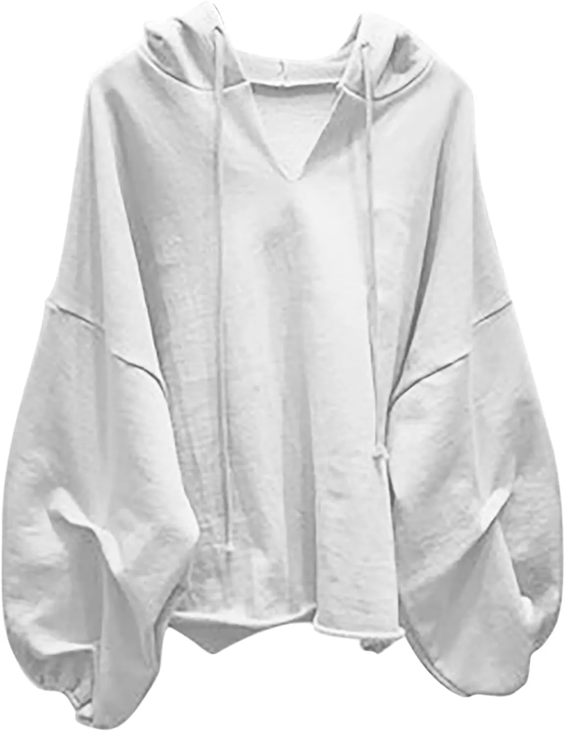 Loose Fit Hoodies For Women Casual Long Sleeve Solid Color Drawstring Sweatshirts Oversized Pullover Tops