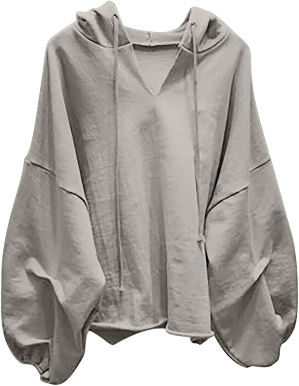 Loose Fit Hoodies For Women Casual Long Sleeve Solid Color Drawstring Sweatshirts Oversized Pullover Tops