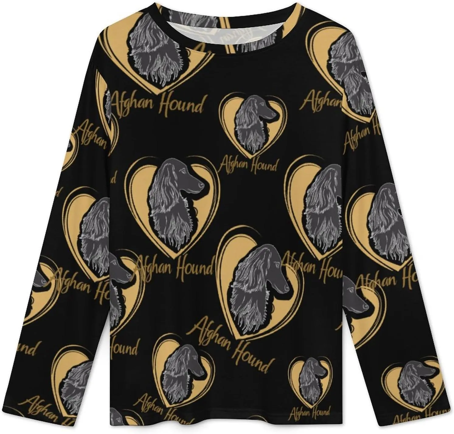Love Afghan Hound Dog Women's Pajama Set Long Sleeve T-shirts Top & Pant Comfort Sleepwear Loungewear