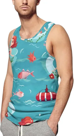 Lovely Mermaids Ship Mens Tank Top Undershirt Sleeveless Gym Vest Workout T-Shirts