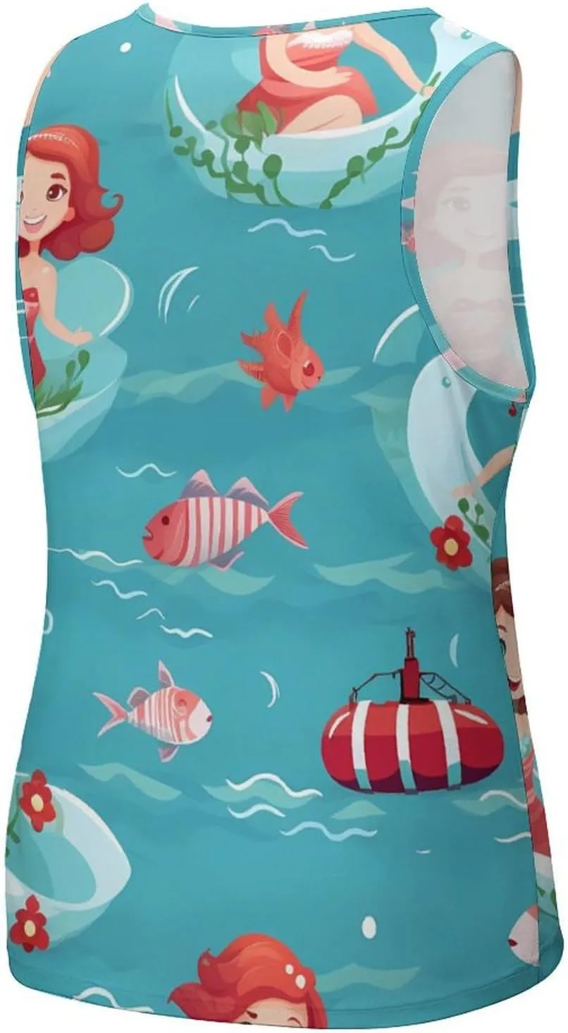 Lovely Mermaids Ship Mens Tank Top Undershirt Sleeveless Gym Vest Workout T-Shirts