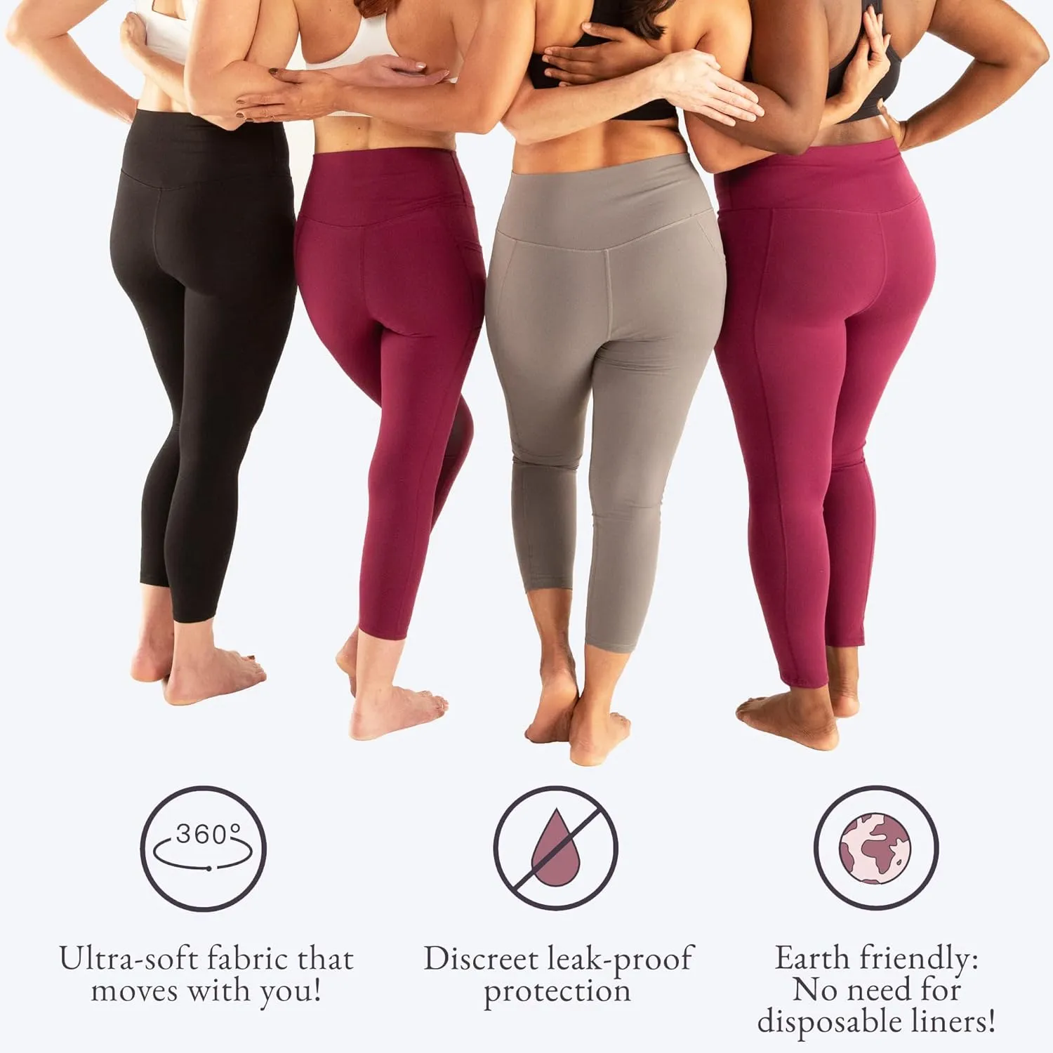 LUMANA Leakproof Womens Leggings: Leggings with Pockets Designed with Built-in Bladder Leakage Pads for Women (25" Inseam)