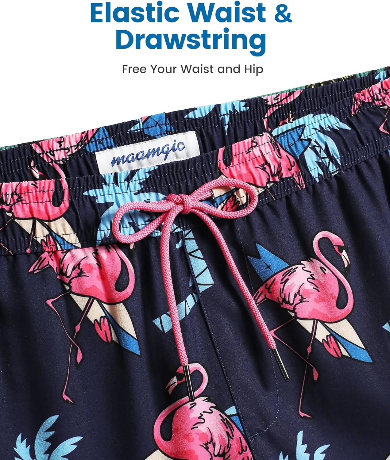 maamgic Mens Swim Trunks with Compression Liner 5" Stretch Beach Shorts Quick Dry with Zipper Pockets No-Chafing Board Shorts