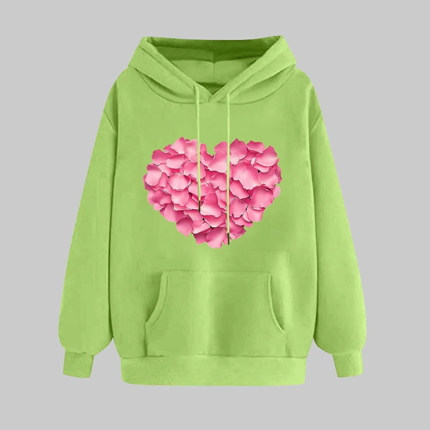 maisdgop Oversized Hoodies for Women Long Sleeve Heart Print Drawstring Hooded Sweatshirts Causal 2025 Valentines Pullover