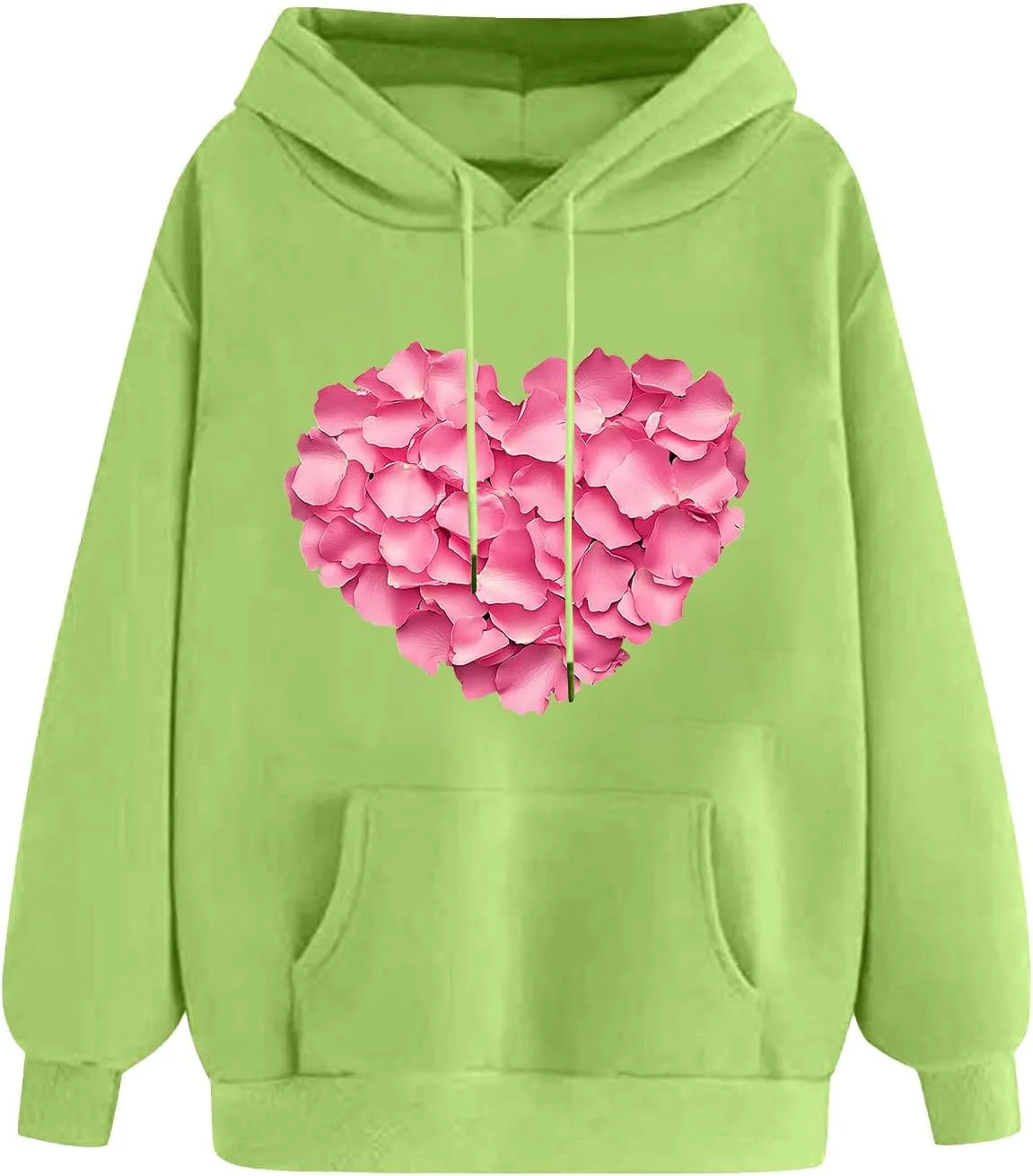 maisdgop Oversized Hoodies for Women Long Sleeve Heart Print Drawstring Hooded Sweatshirts Causal 2025 Valentines Pullover