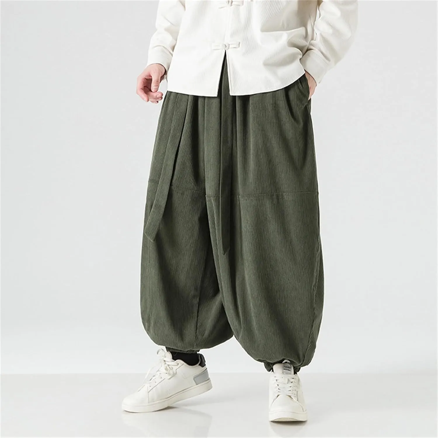Men 2023 Hippie Harem Pant Baggy Linen Boho Yoga Drop Crotch Trouser Lightweight Drawstring Elastic Waist Yoga Trouser
