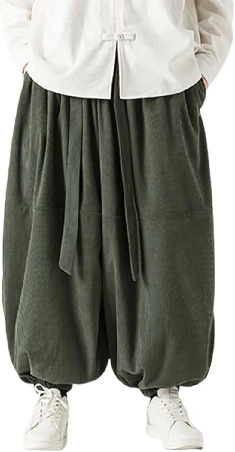 Men 2023 Hippie Harem Pant Baggy Linen Boho Yoga Drop Crotch Trouser Lightweight Drawstring Elastic Waist Yoga Trouser