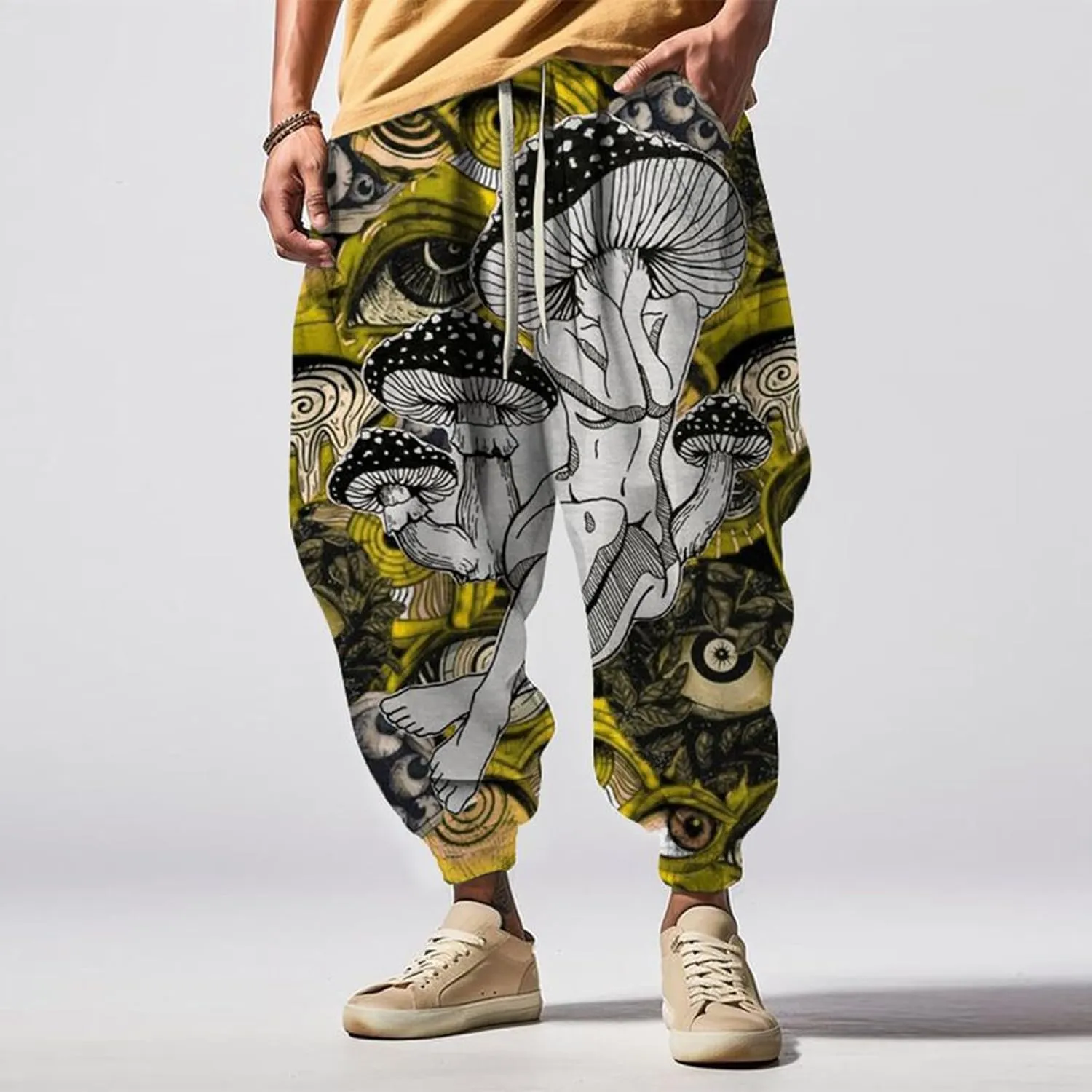 Men Cotton Baggy Hippie Yoga Harem Pants Casual Sweatpants Loose Drop Crotch Trousers Loose Pants Mens Cargo