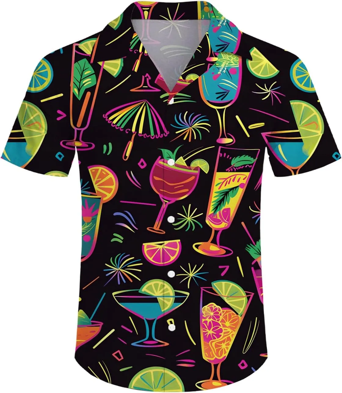 Men's Button Shirt Beach Shorts Set, Hawaiian Short Sleeve Shirt Quick Dry Beach Shorts 2 Pcs with Bucket Hat