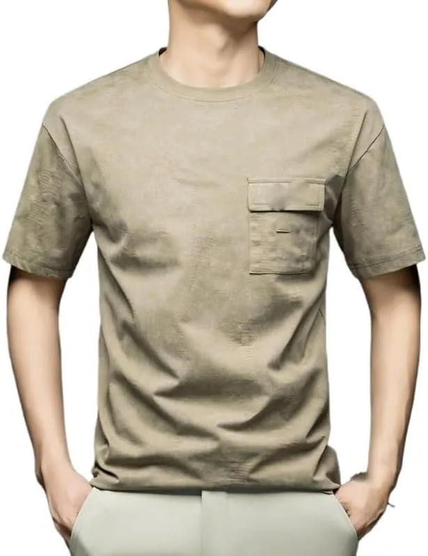 Men's Crew T-Shirts Summer Tee's Short Sleeve T-Shirt Round Neck Casual Fashion Patch Tee for Youth and Adults