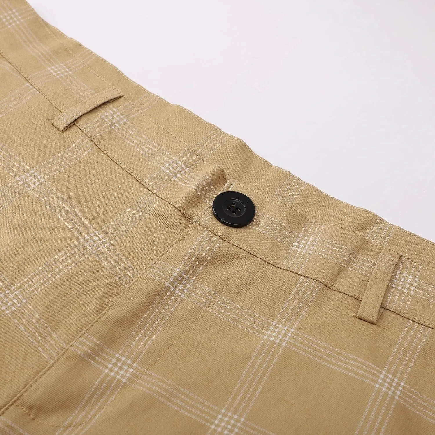 Men's Dress Pants Plaid Skinny Slim Fit Dress Pants Stretch Regular Fit Business Golf Pencil Chinos Pants