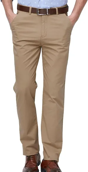 Men's Formal Dress Pants Flat-Front Straight Leg Casual Chino Trousers Plus Size Business Office Work Smart Pants