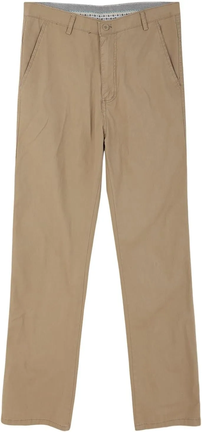 Men's Formal Dress Pants Flat-Front Straight Leg Casual Chino Trousers Plus Size Business Office Work Smart Pants
