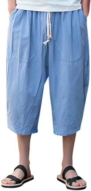 Mens Harem Pants Clearance,Casual Fashion Loose Soft Slim Fit Outdoors Sports Baggy Cropped Trousers